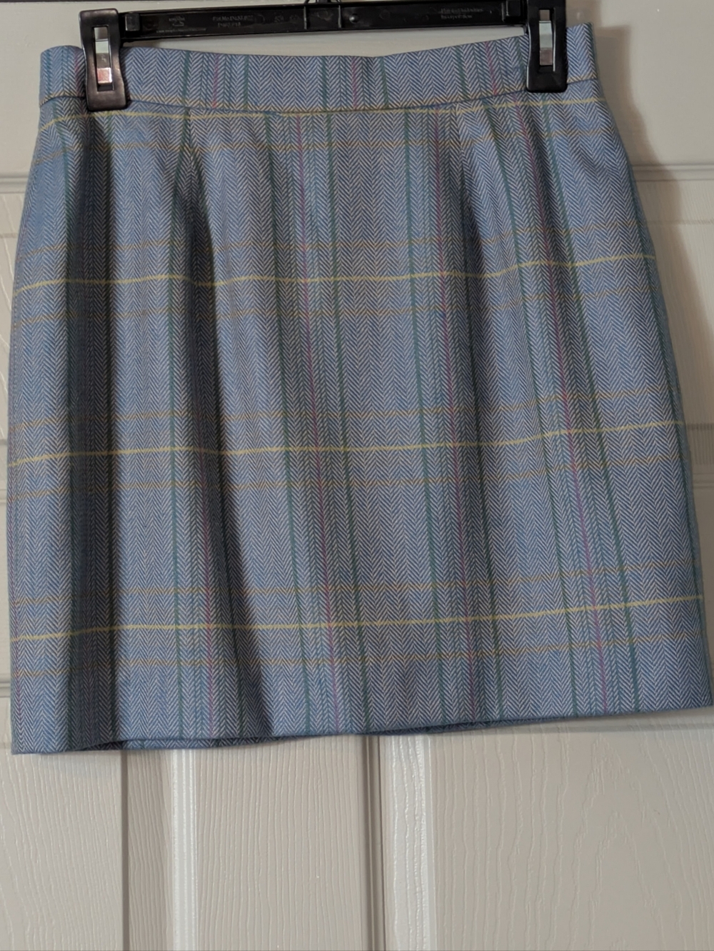 Vintage Classic Plaid Mini Skirt - Light Blue Size Medium